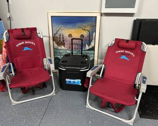 Tommy Bahama beach chairs
Coleman cooler