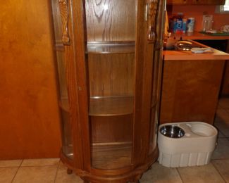 Curved cherry oak china cabinet