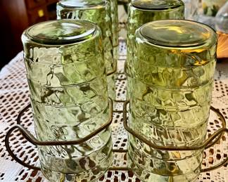 Mid Century Glasses with holder