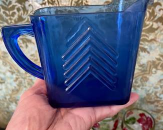 Blue Art Deco Style Small Pitcher