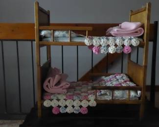 Doll bunk beds (can be separated) with custom bedding