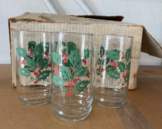 Libbey holly berry glasses