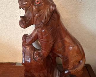 Wood Carved Tiger Sculpture