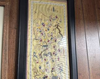 Framed Asian Silk Tapestry
