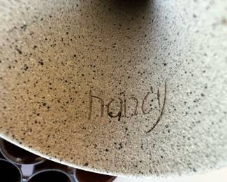 Set of 7 Brown Pottery Chalices Signed by Nancy