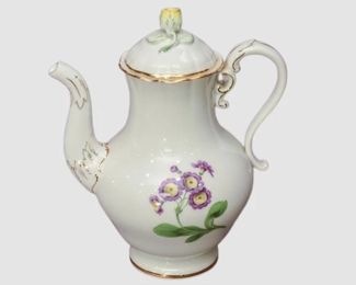 9. Antique Meissen Hand Painted Floral Gold New Brandenstein Shape Coffee Pot