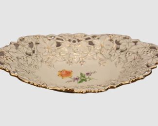 24. Meissen Floral Oval Reticulated Bowl