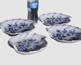 111. Four 4 Meissen Blue Onion Leaf Serving Dishes