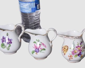 112. Three 3 Meissen Creamers