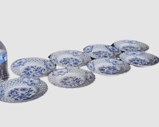 124. Eight 8 Meissen Blue Onion Plates