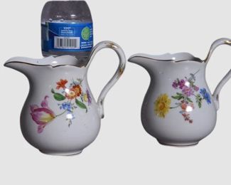 156. Two 2 Floral Pattern Meissen Creamers