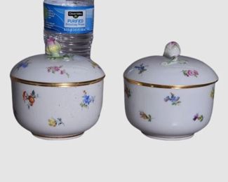 166. Two 2 Meissen Porcelain Sugar Bow with lid