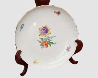 180. Meissen Porcelain Plate Hand Painted with Floral Motifs