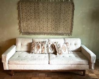 Mid Century beige couch sofa bed
