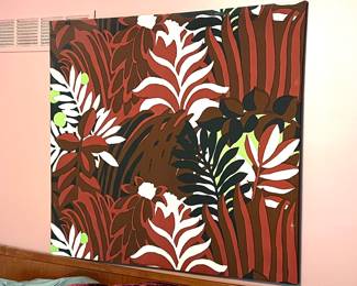 Large floral fabric canvas wall art