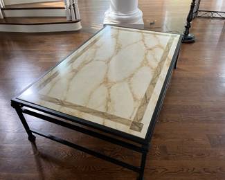 Beautiful large coffee table with black metal frame