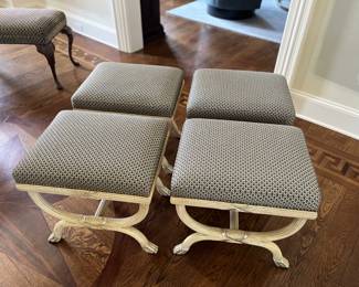 William Switzer Fine Traditional Upholstered stools/ottomans set of 4, Neo Classical style 1980’s