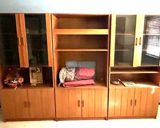 Scandinavian style media center and cabinets (3 piece), very nice!
