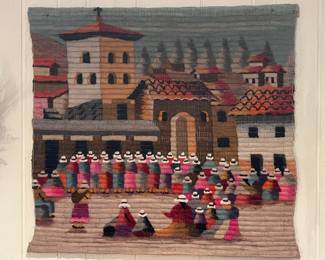 Vintage Peruvian hand woven wall art