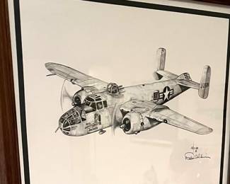 Dale Adkin etch of B25 Mitchell plane