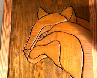 Wooden handmade mosaic car