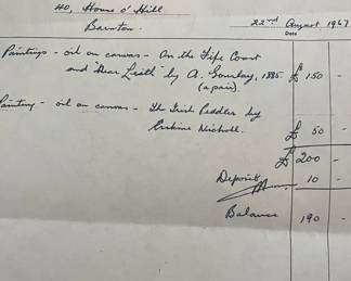 Receipt from purchase of two previous paintings