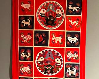 Chinese hand made crib quilt/wall hanging… very cool, approx 4’ tall x 2 1/2’ wide