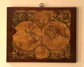 Vintage world map wall hanging