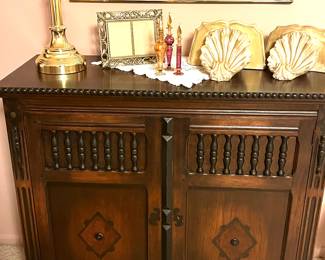 20th Century Spanish carved Tuscan two drawer credenza or buffet
