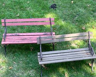 Two vintage wooden benches
