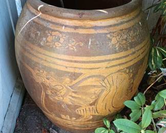 20th Century Chinese Ceramic Dragon Motif Garden Planter/Water Jar