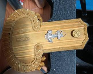 1938 Jacob Reed’s Sons US Navy Lieutenant Bicorn Hat, Epaulets, Sword Belt in Case