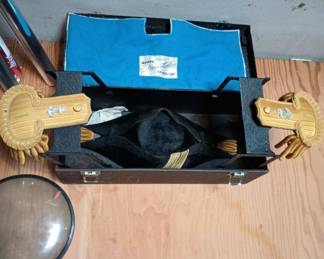 1938 Jacob Reed’s Sons US Navy Lieutenant Bicorn Hat, Epaulets, Sword Belt in Case