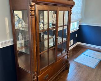 Solid Curio Cabinet with Upper and Lower storage drawers - traditional style 