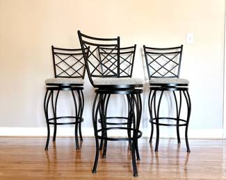 DIAMOND LATTICE SWIVEL BAR HEIGHT STOOLS - SET OF 4