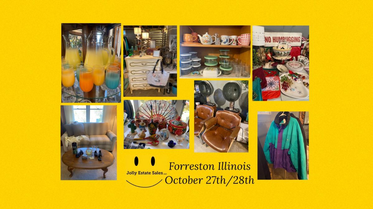 Forreston Estate Sale hosted by Jolly Estate Sales starts on 10/27/2023