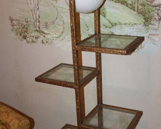 gilded metal, glass shelves, balloon light