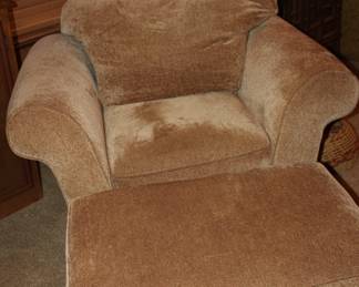 two matching Ashley armchairs and Ottomans