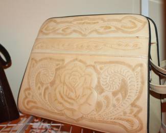 worked leather handbag