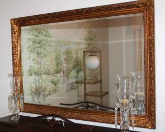 gold-framed beveled mirror 36"x54"