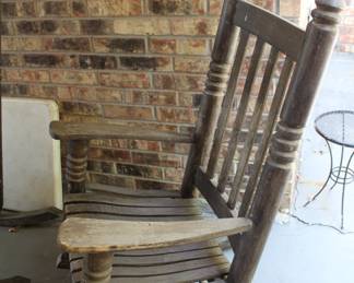 pair heavy wooden rockers