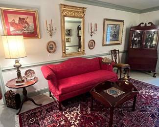 sofa, pie crust table, 