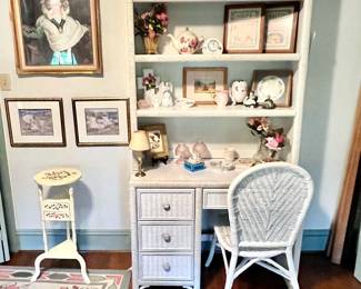 Wicker Desk, Wicker Chair 