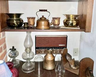 Train, Oil Lamps, Brass Spitoon
