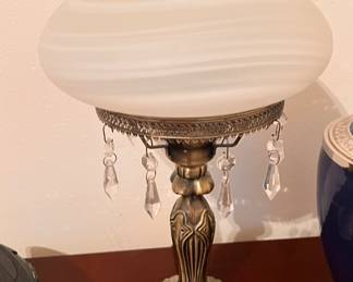 Lamp with tear drop crystals