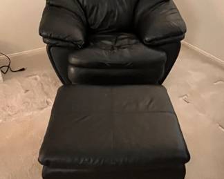 Black Leather Chair, Couch, Foot Rest