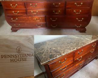Pennsylvania House 10 Drawer Cherry Dresser with Marble top