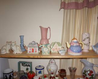 Mudpie tea pots, Red Wing Pitcher, Tilson vase, 