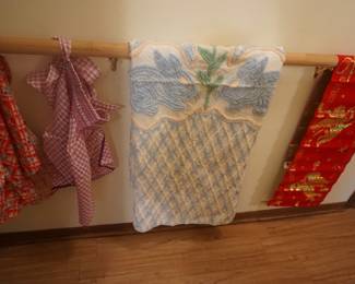 chenille spread, aprons