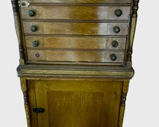 Antique Oak Drug Store Cabinet
